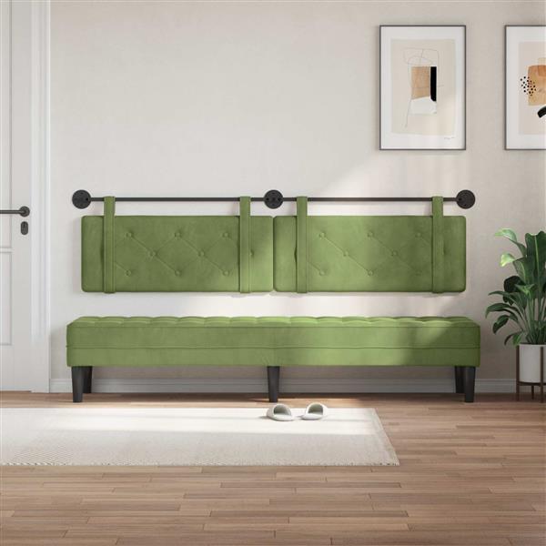 Grote foto vidaxl hangend hoofdeinde lichtgroen 210 x 55 x 5 cm fluweel antiek en kunst stoelen en banken