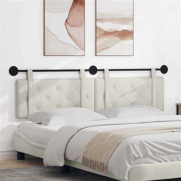 Grote foto vidaxl hangend hoofdeinde wandgemonteerd cr me 170 x 55 x 5 cm fluweel antiek en kunst stoelen en banken
