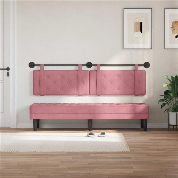 Grote foto vidaxl hangend hoofdeinde wandgemonteerd roze 170 x 55 x 5 cm fluweel antiek en kunst stoelen en banken