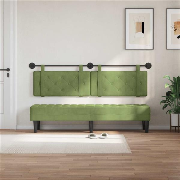 Grote foto vidaxl hangend hoofdeinde lichtgroen 170 x 55 x 5 cm fluweel antiek en kunst stoelen en banken
