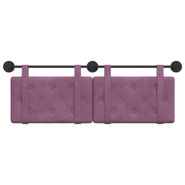 Grote foto vidaxl hangend hoofdeinde wandgemonteerd paars 150 x 55 x 5 cm fluweel antiek en kunst stoelen en banken