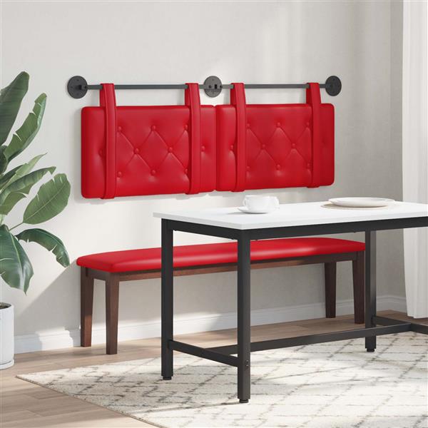 Grote foto vidaxl hangend hoofdeinde wandgemonteerd rood 130 x 55 x 5 cm nep leer antiek en kunst stoelen en banken