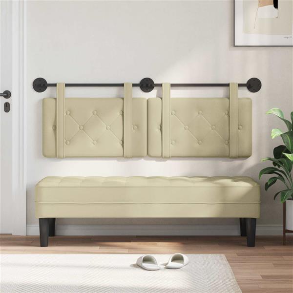 Grote foto vidaxl hangend hoofdeinde cr me 130 x 55 x 5 cm nep leer antiek en kunst stoelen en banken
