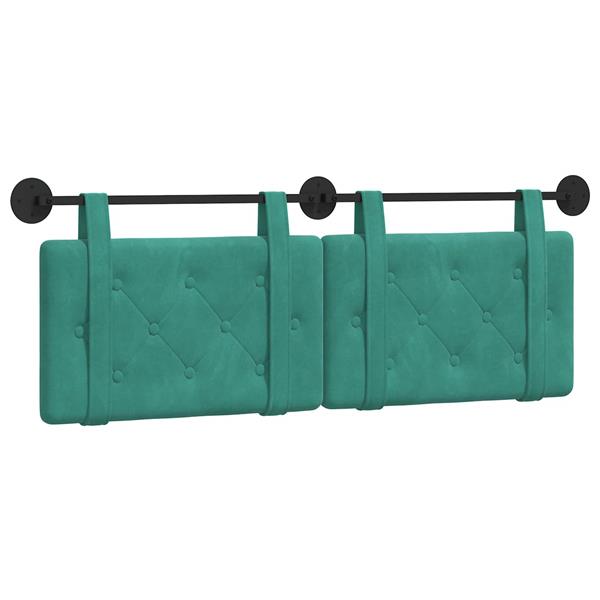 Grote foto vidaxl hangend hoofdeinde turquoise 130 x 55 x 5 cm fluweel antiek en kunst stoelen en banken