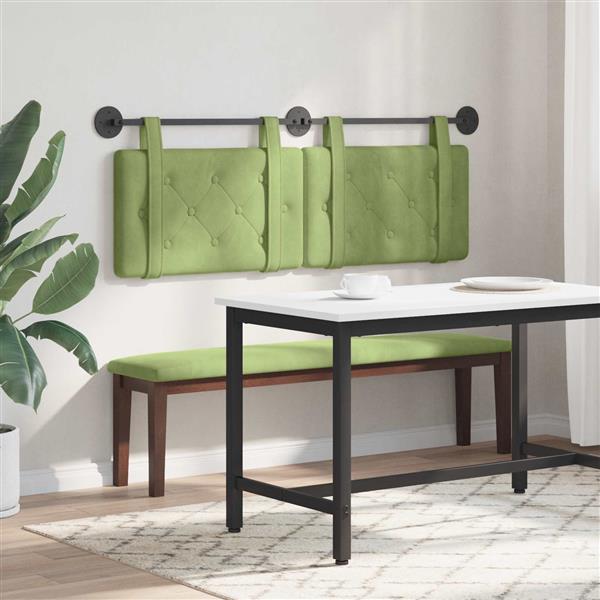 Grote foto vidaxl hangend hoofdeinde lichtgroen 130 x 55 x 5 cm fluweel antiek en kunst stoelen en banken