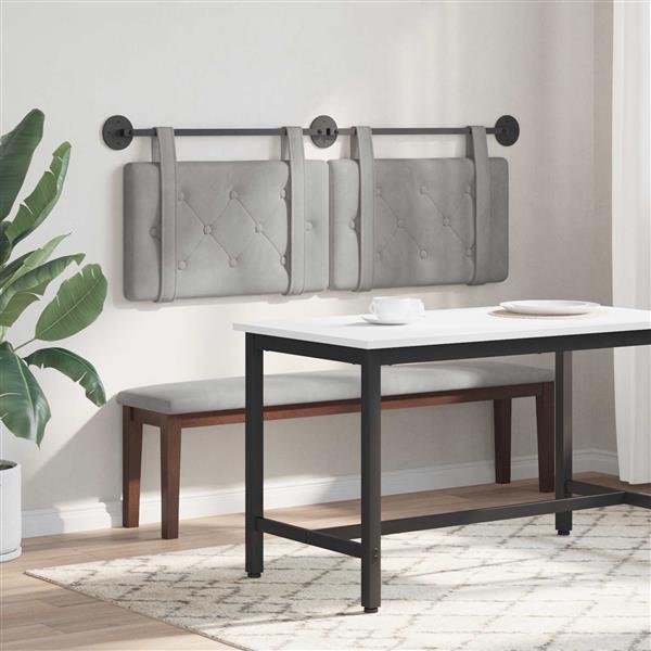 Grote foto vidaxl hangend hoofdeinde lichtgrijs 130 x 55 x 5 cm fluweel antiek en kunst stoelen en banken