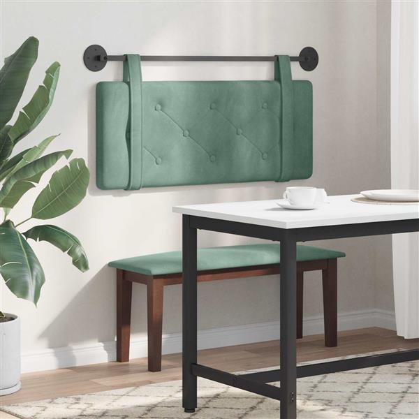 Grote foto vidaxl hangend hoofdeinde zeegroen 110 x 55 x 5 cm fluweel antiek en kunst stoelen en banken