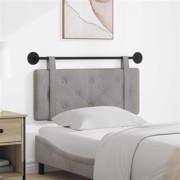 Grote foto vidaxl hangend hoofdeinde lichtgrijs 110 x 55 x 5 cm fluweel antiek en kunst stoelen en banken