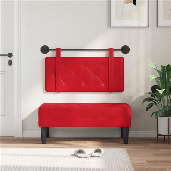 Grote foto vidaxl hangend hoofdeinde wandgemonteerd rood 90 cm nep leer antiek en kunst stoelen en banken