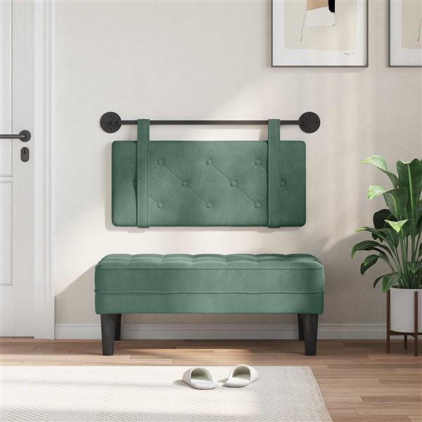 Grote foto vidaxl hangend hoofdeinde zeegroen 100 x 55 x 5 cm fluweel antiek en kunst stoelen en banken