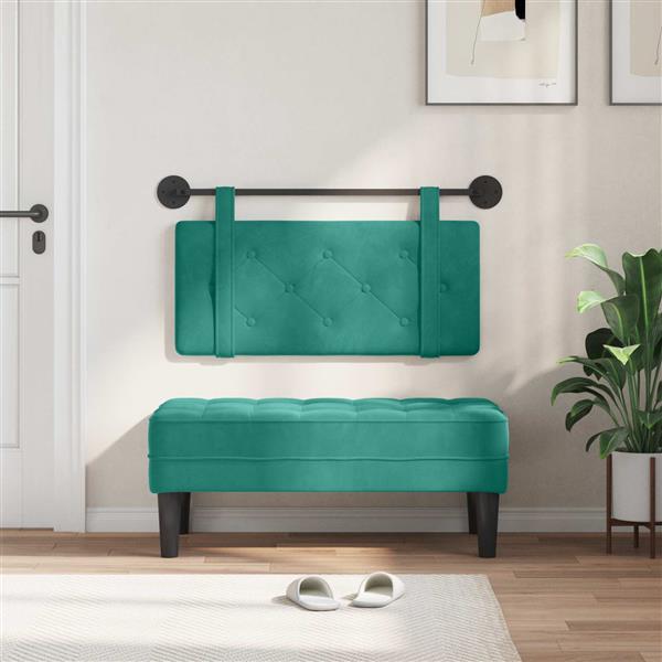 Grote foto vidaxl hangend hoofdeinde turquoise 100 x 55 x 5 cm fluweel antiek en kunst stoelen en banken