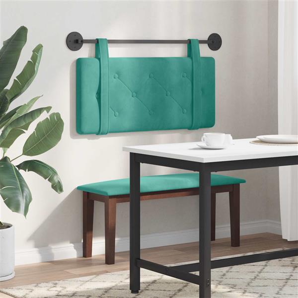 Grote foto vidaxl hangend hoofdeinde turquoise 100 x 55 x 5 cm fluweel antiek en kunst stoelen en banken