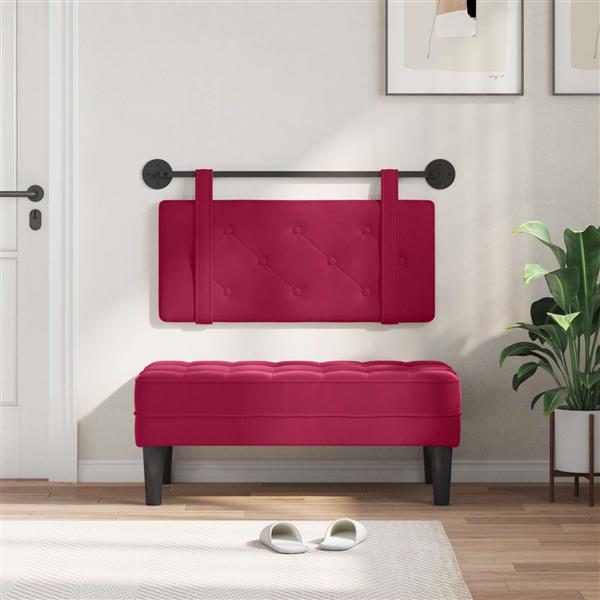 Grote foto vidaxl hangend hoofdeinde wijnrood 100 x 55 x 5 cm fluweel antiek en kunst stoelen en banken
