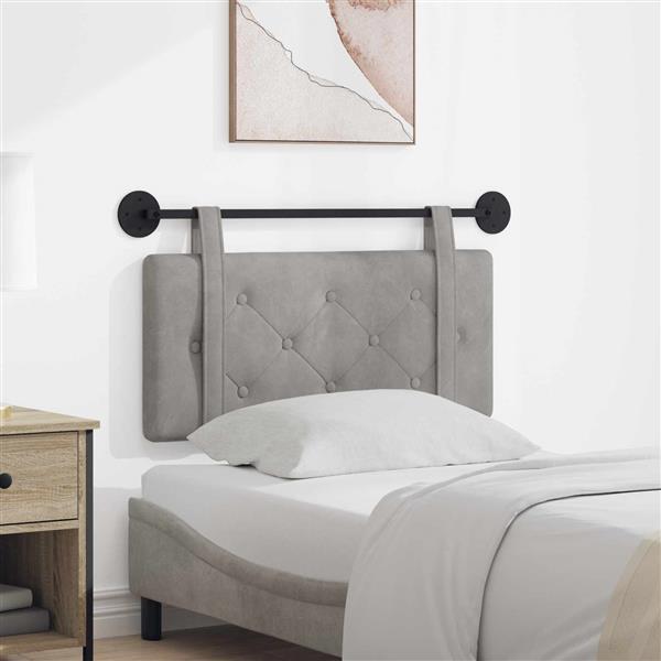 Grote foto vidaxl hangend hoofdeinde lichtgrijs 100 x 55 x 5 cm fluweel antiek en kunst stoelen en banken