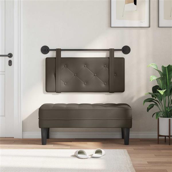 Grote foto vidaxl hangend hoofdeinde wandgemonteerd grijs 90 x 55 x 5 cm nep leer antiek en kunst stoelen en banken