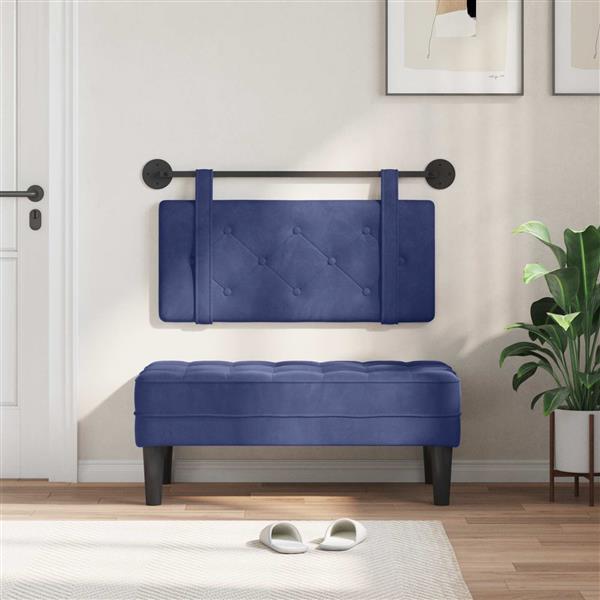 Grote foto vidaxl hangend hoofdeinde politieblauw 90 x 55 x 5 cm fluweel antiek en kunst stoelen en banken