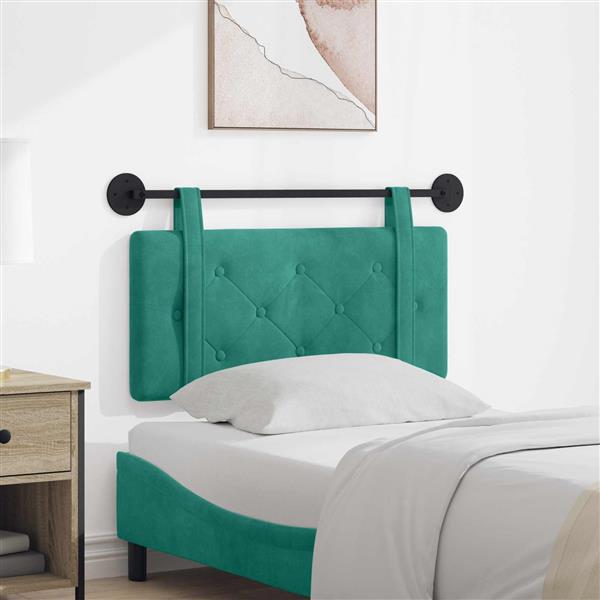Grote foto vidaxl hangend hoofdeinde turquoise 90 x 55 x 5 cm fluweel antiek en kunst stoelen en banken