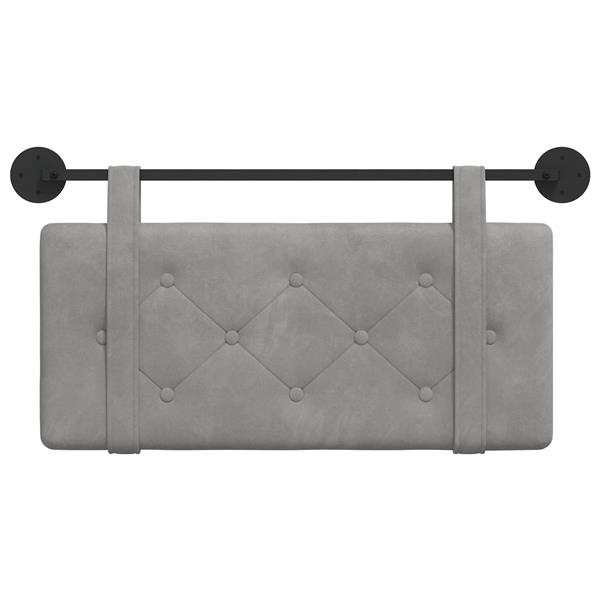 Grote foto vidaxl hangend hoofdeinde lichtgrijs 90 x 55 x 5 cm fluweel antiek en kunst stoelen en banken