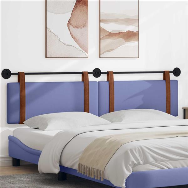 Grote foto vidaxl hangend hoofdeinde effen jeans blauw 210 x 55 x 5 cm antiek pu antiek en kunst stoelen en banken