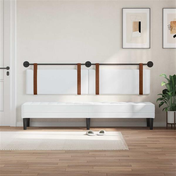 Grote foto vidaxl hangend hoofdeinde wandgemonteerd wit 210 x 55 x 5 cm antiek pu antiek en kunst stoelen en banken