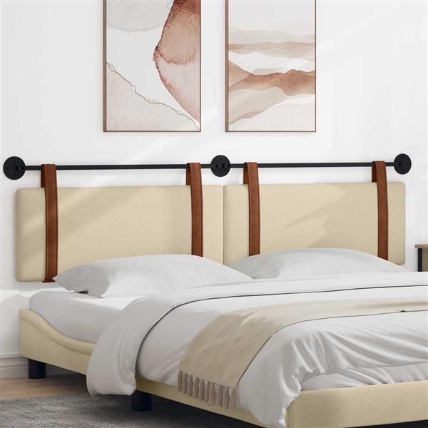 Grote foto vidaxl hangend hoofdeinde effen cr me 210 x 55 x 5 cm antiek pu antiek en kunst stoelen en banken