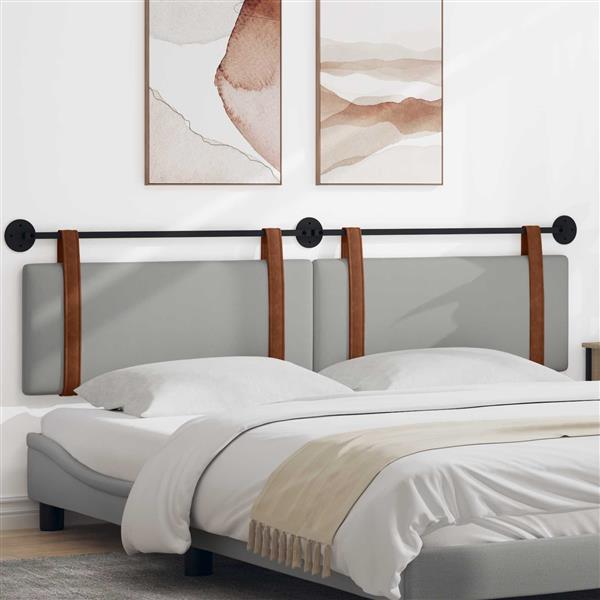 Grote foto vidaxl hangend hoofdeinde effen wolkengrijs 210 x 55 x 5 cm antiek pu antiek en kunst stoelen en banken