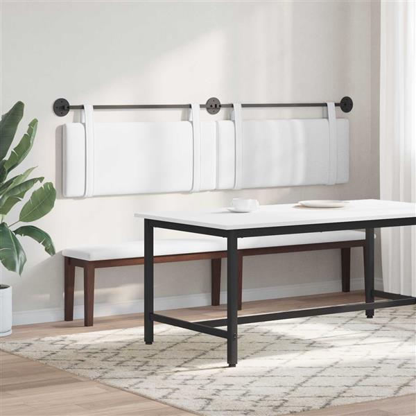 Grote foto vidaxl hangend hoofdeinde wandgemonteerd wit 210 x 55 x 5 cm stof antiek en kunst stoelen en banken