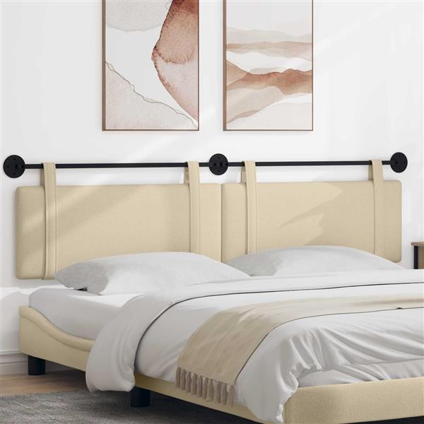Grote foto vidaxl hangend hoofdeinde wandgemonteerd cr me 210 x 55 x 5 cm stof antiek en kunst stoelen en banken