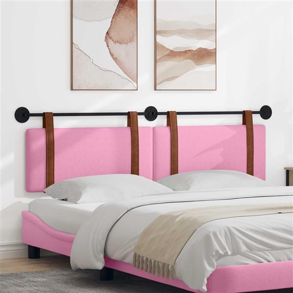 Grote foto vidaxl hangend hoofdeinde effen roze 170 x 55 x 5 cm antiek pu antiek en kunst stoelen en banken