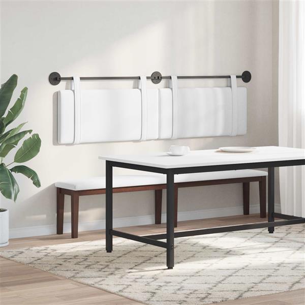 Grote foto vidaxl hangend hoofdeinde wandgemonteerd wit 170 x 55 x 5 cm stof antiek en kunst stoelen en banken