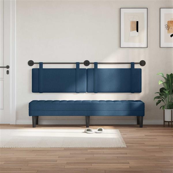 Grote foto vidaxl hangend hoofdeinde blauw stof antiek en kunst stoelen en banken