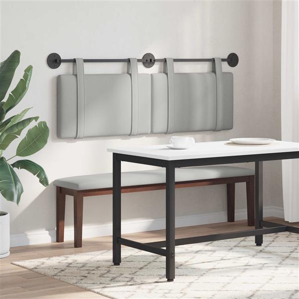 Grote foto vidaxl hangend hoofdeinde effen wolkengrijs 150 x 55 x 5 cm stof antiek en kunst stoelen en banken