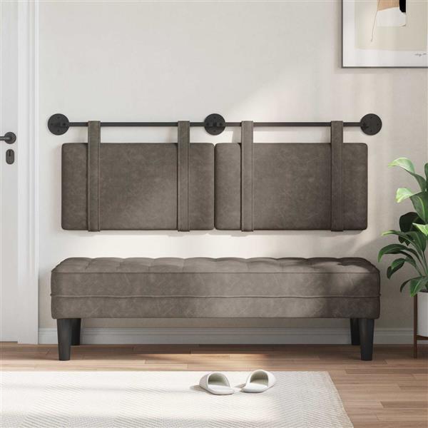 Grote foto vidaxl hangend hoofdeinde effen grijs 130 x 55 x 5 cm antiek pu antiek en kunst stoelen en banken