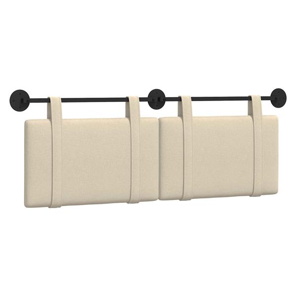 Grote foto vidaxl hangend hoofdeinde wandgemonteerd cr me 130 x 55 x 5 cm stof antiek en kunst stoelen en banken