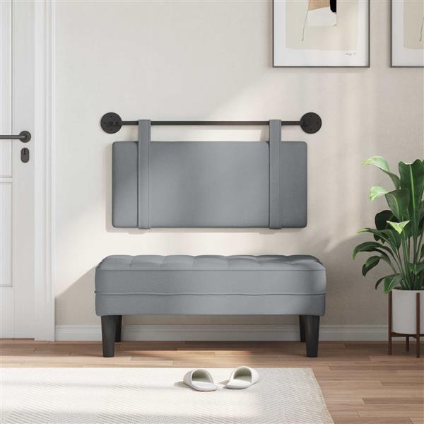 Grote foto vidaxl hangend hoofdeinde effen lichtgrijs 100 x 55 x 5 cm stof antiek en kunst stoelen en banken