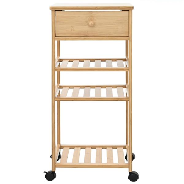 Grote foto vidaxl keukentrolley met wielen naturel 37 x 36 x 80 cm bamboe huis en inrichting keukenbenodigdheden