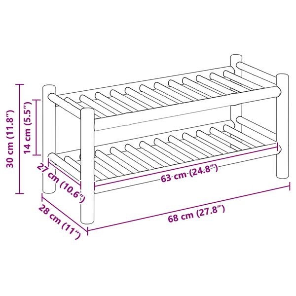 Grote foto vidaxl schoenenrek met plank met opslag naturel 68 x 28 x 30 cm bamboe huis en inrichting overige
