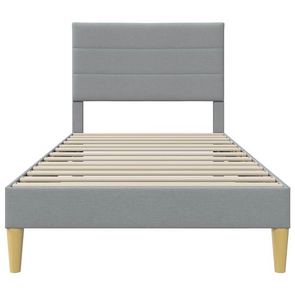 Grote foto vidaxl bedframe met hoofdeinde lichtgrijs 100 x 200 cm stof antiek en kunst stoelen en banken