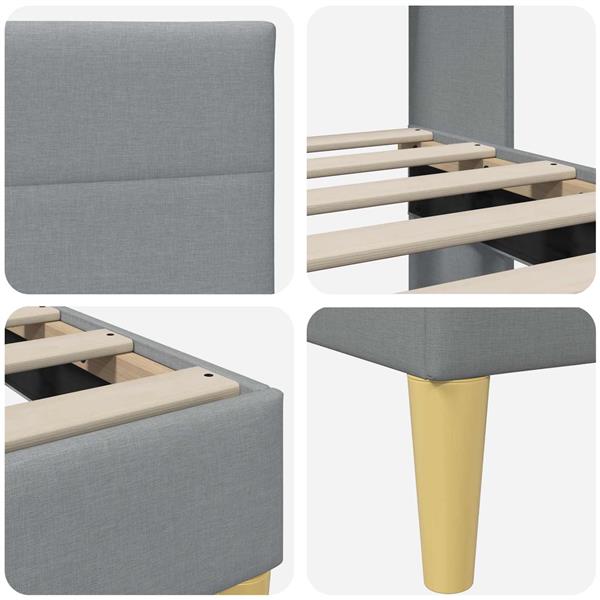 Grote foto vidaxl bedframe met hoofdeinde lichtgrijs 100 x 200 cm stof antiek en kunst stoelen en banken