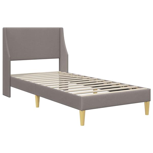 Grote foto vidaxl bedframe effen met hoofdeinde taupe 90 x 190 cm stof antiek en kunst stoelen en banken