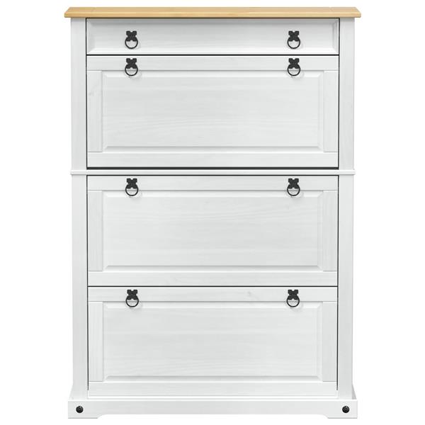 Grote foto vidaxl schoenenkast corona wit 99 x 32 x 138 cm massief grenenhout huis en inrichting overige