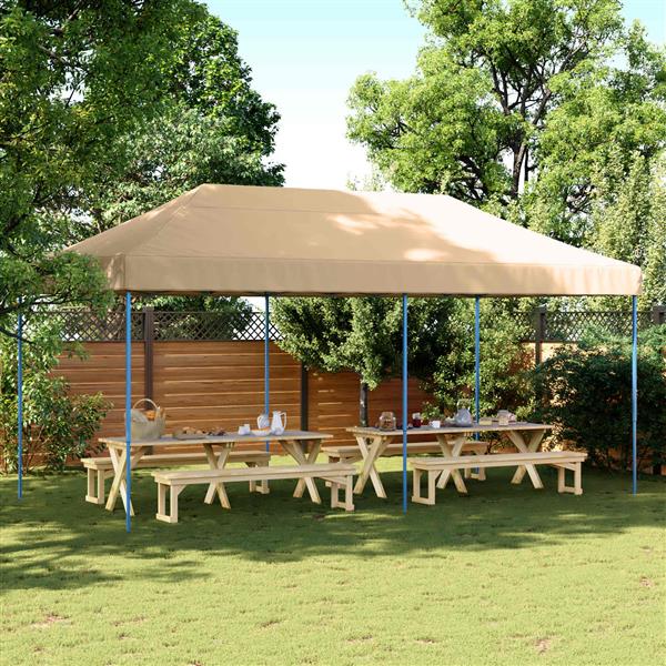 Grote foto vidaxl partytent beige 292 x 580 x 315 cm oxford stof tuin en terras overige tuin en terras