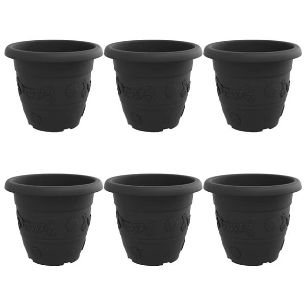 Grote foto vidaxl ronde bloempot 6 pcs zwart 26 x 21.5 cm kunststof tuin en terras overige tuin en terras
