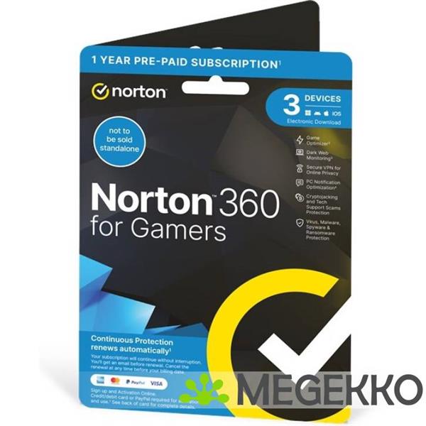 Grote foto norton 360 for gamers 1 jaar gratis computers en software overige computers en software