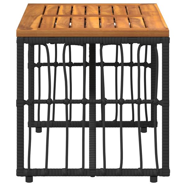 Grote foto vidaxl buiten tafel zwart 80 x 40 x 40 cm staal en poly rattan tuin en terras tuinmeubelen