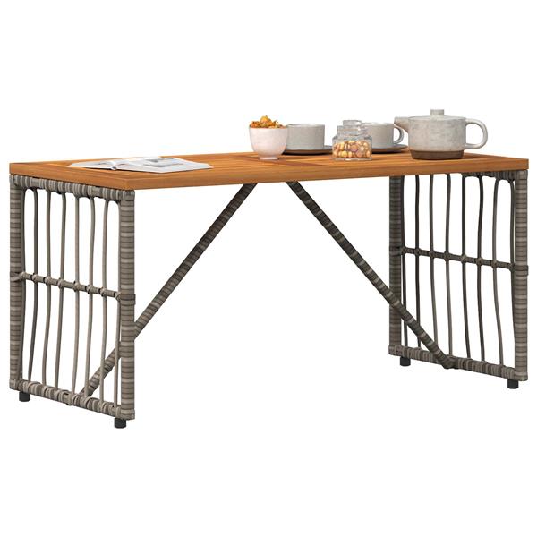 Grote foto vidaxl buiten tafel grijs 80 x 40 x 40 cm staal en poly rattan tuin en terras tuinmeubelen