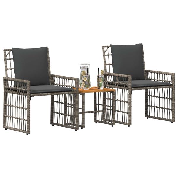 Grote foto vidaxl buitenmeubelset 3 pcs zwart en donkergrijs staal en poly rattan tuin en terras tuinmeubelen