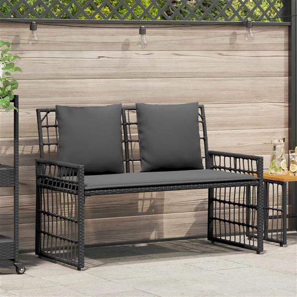 Grote foto vidaxl tuinbank effen zwart en donkergrijs 116 x 55 x 82 cm tuin en terras tuinmeubelen