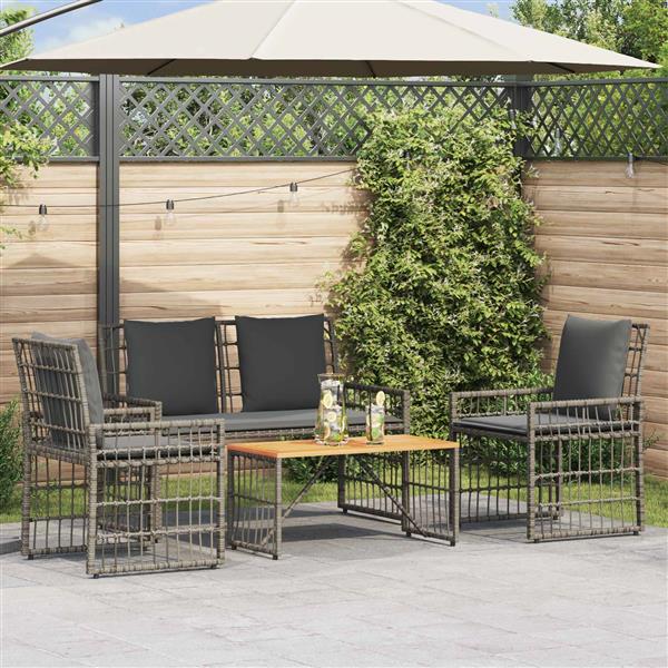 Grote foto vidaxl buitenmeubelset 4 pcs zwart en donkergrijs staal en poly rattan tuin en terras tuinmeubelen