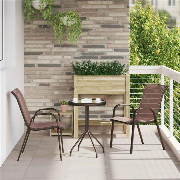 Grote foto vidaxl tuin bistro set 3 pcs bruin staal tuin en terras tuinmeubelen